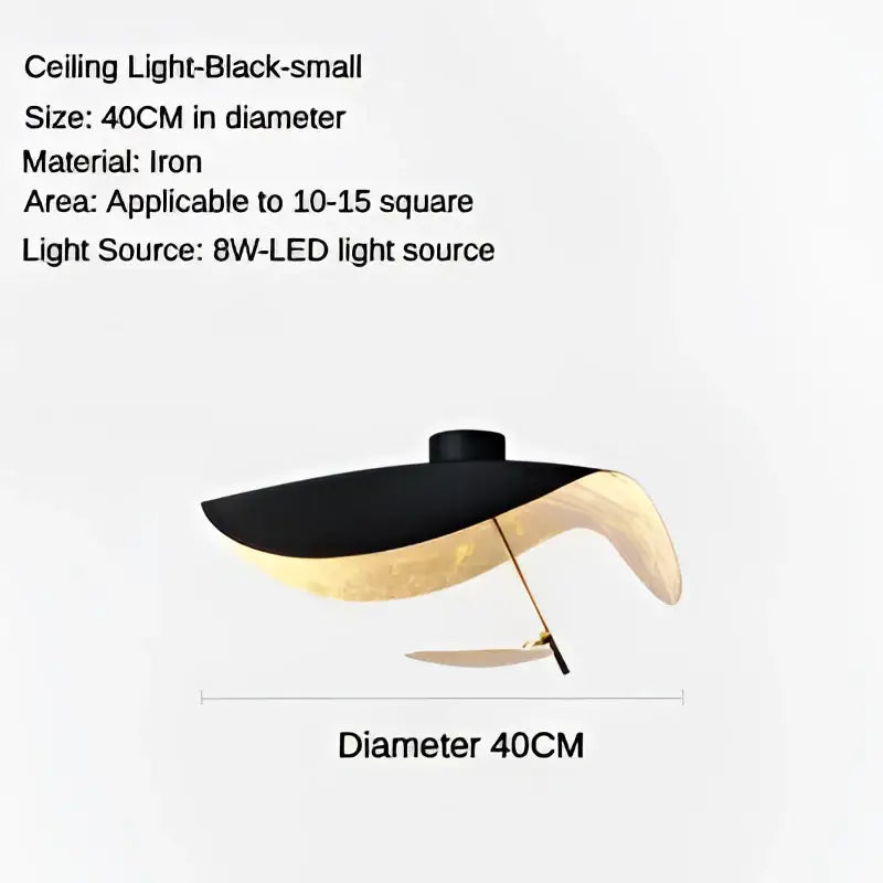 Black and gold leaf-shaped iron pendant light decorbites led saucer ceiling chandelier for modern living room
