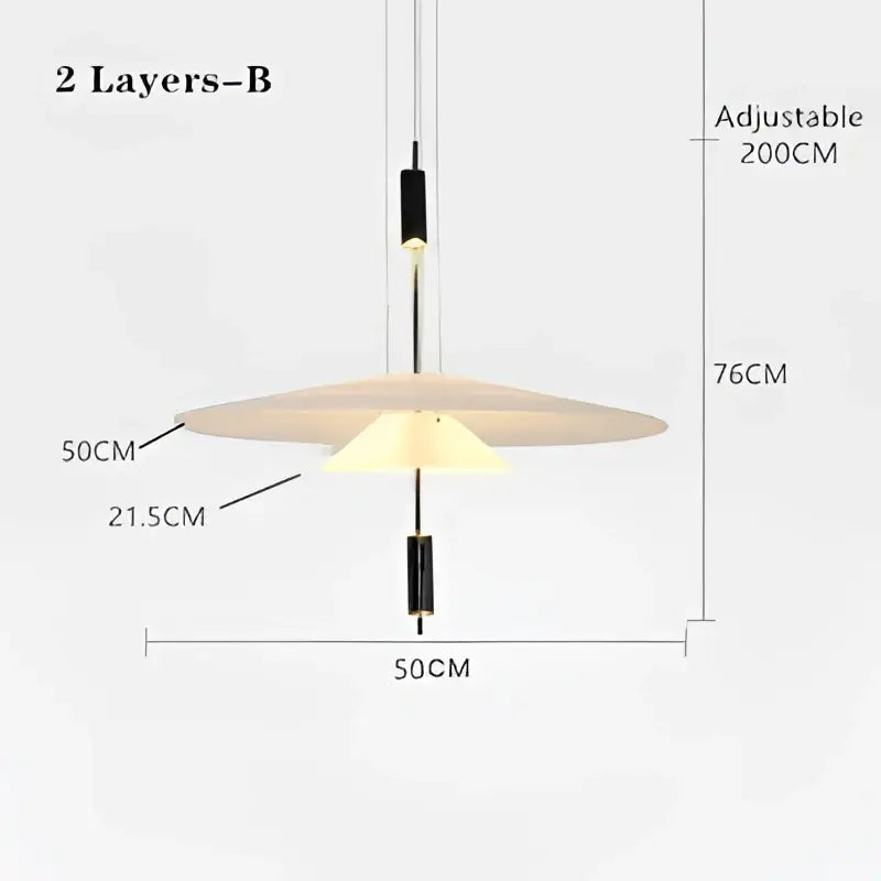 Modern minimalist led saucer chandelier with black and gold concentric circular shades for warm ambient lighting