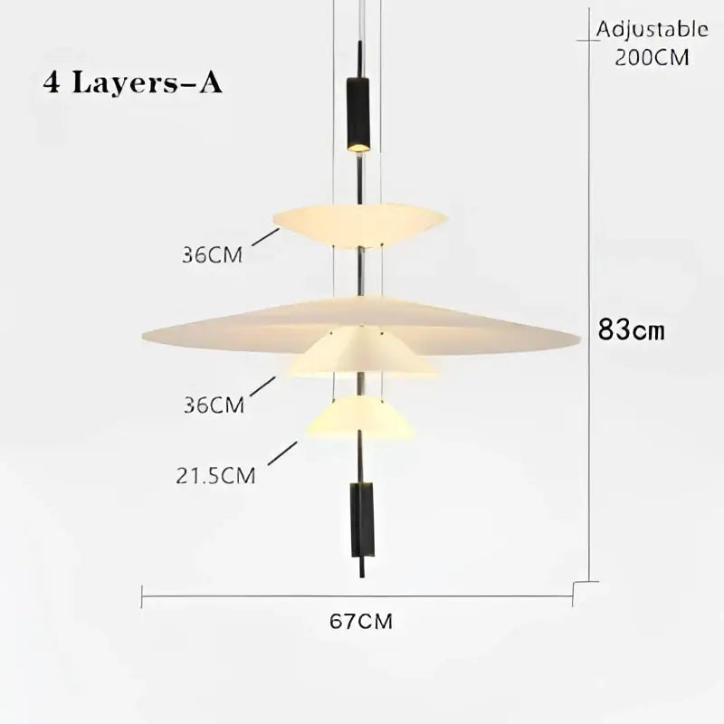 DecorBites™ led saucer chandelier with sleek black metal frame and warm circular shades for modern home decor