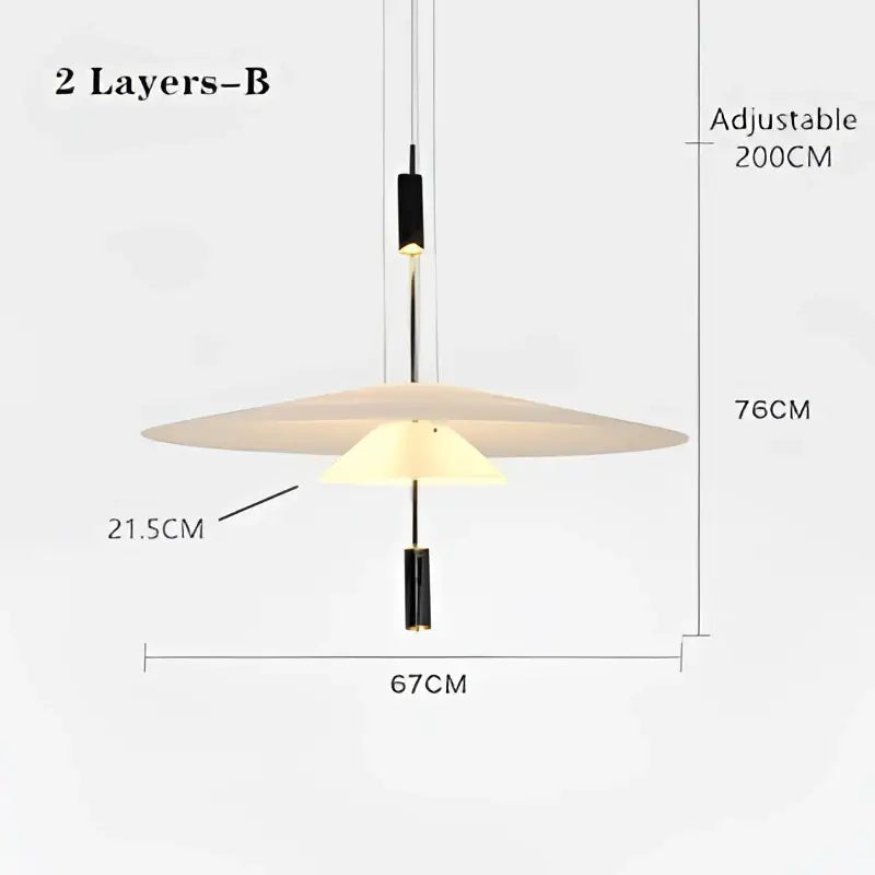 Modern two-tiered pendant light matte black and off-white layers decorbites led saucer pendant for home decor and living room