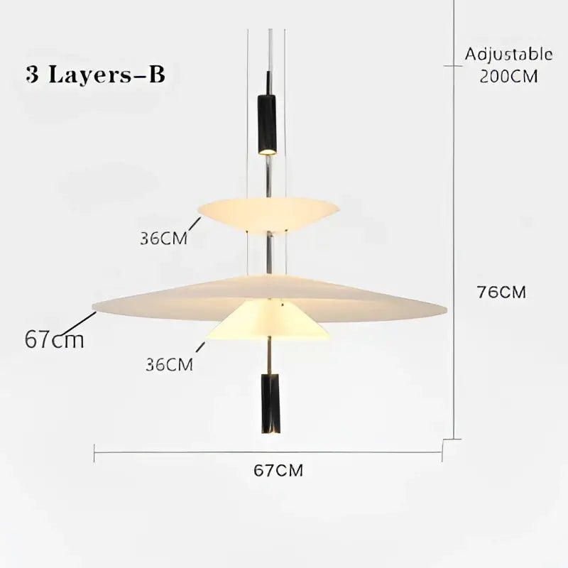 Modern three-tiered pendant light with matte metal frame and off-white glass shades decorbites led saucer pendant