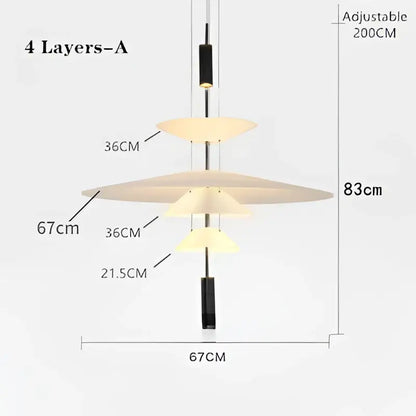 Decorbites led saucer pendant light a modern four-tiered adjustable pendant light ideal for home decor and living room use