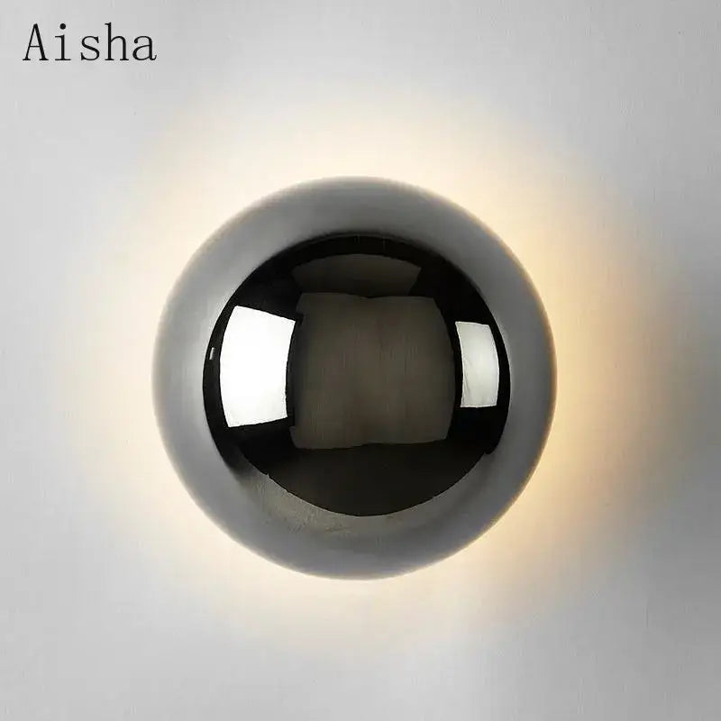 Decorbites led scandinavian wall lamp with polished chrome spherical design and warm ambient glow for modern interiors