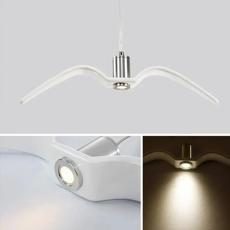 White seagull-shaped decorbites led seagull chandelier with chrome accents for villa and restaurant staircase lighting