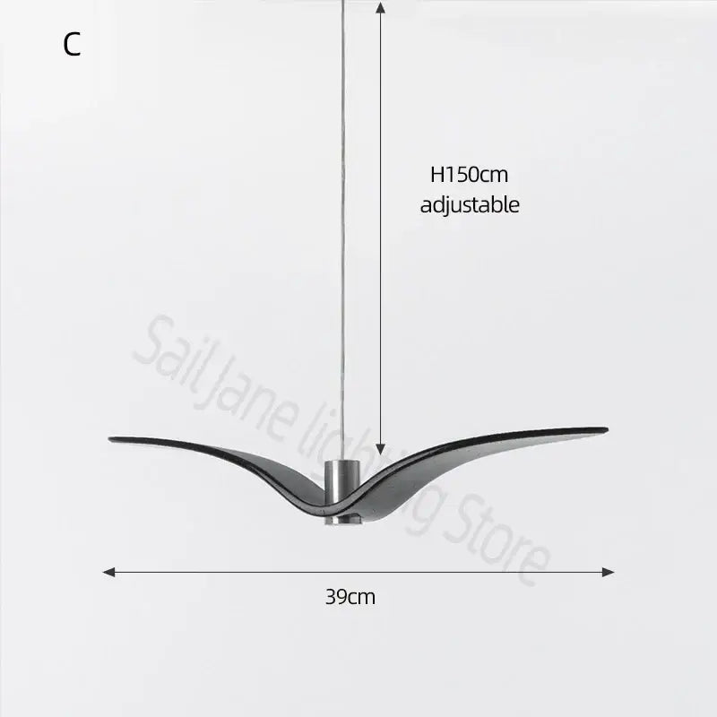 Modern minimalist decorbites led seagull chandelier with sleek curved metallic wings and central cylindrical fixture