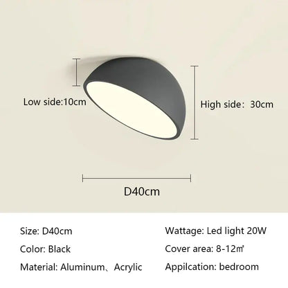 Black decorbites led semicircular ceiling light in aluminum and acrylic with matte finish for modern indoor use