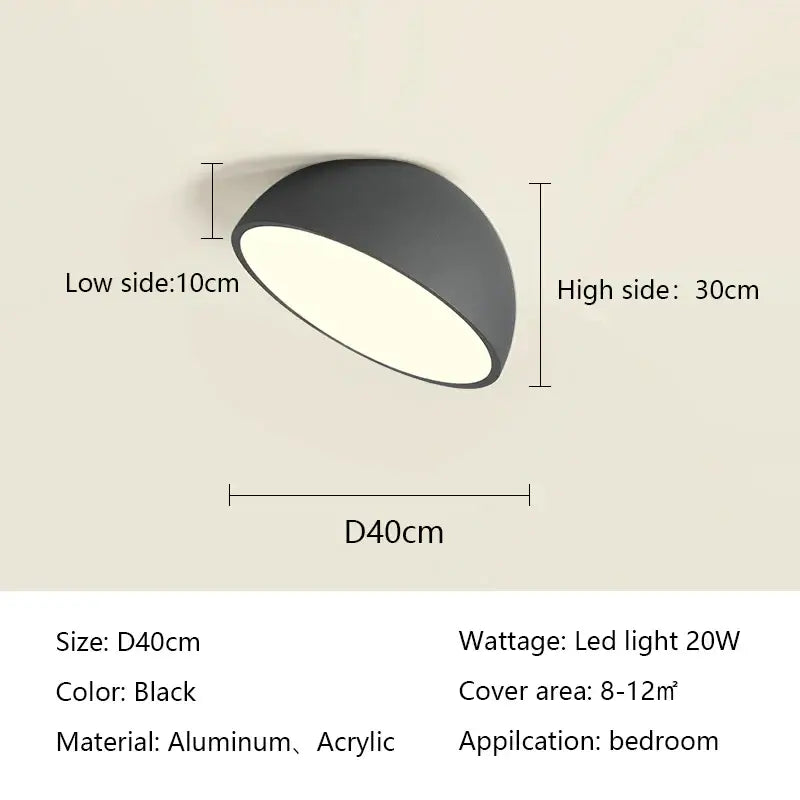 Black decorbites led semicircular ceiling light in aluminum and acrylic with matte finish for modern indoor use