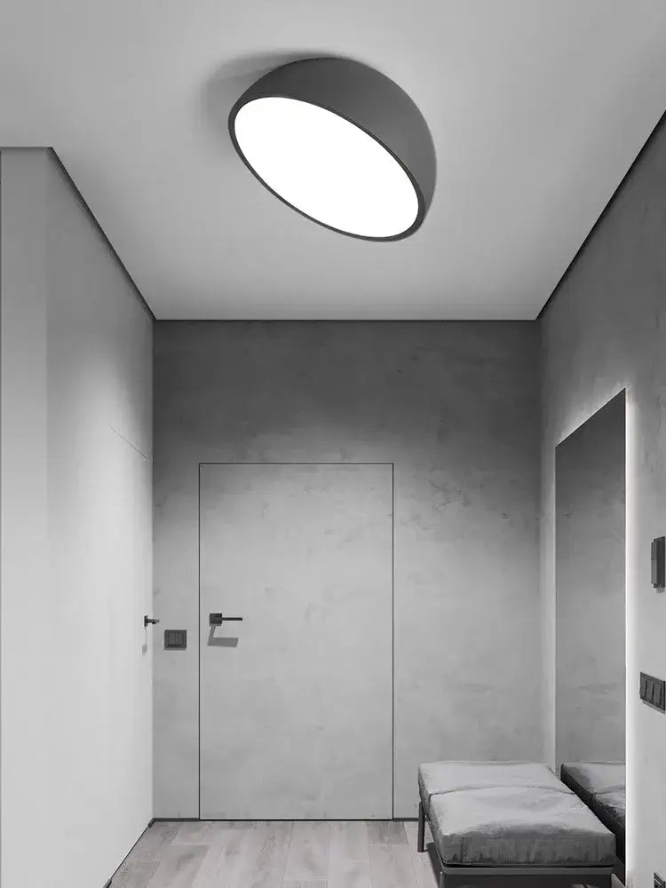 Modern oval ceiling light by DecorBites LED semicircular with matte black finish and soft white illumination for bedroom use