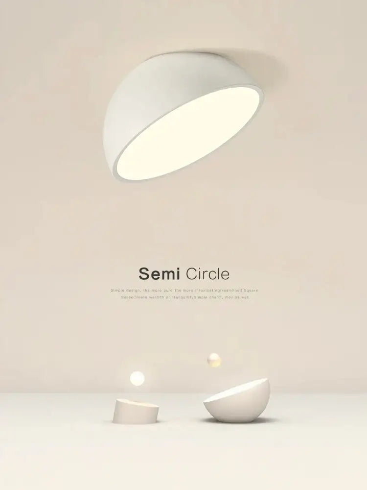 Decorbites led semicircular ceiling light in white matte finish with soft diffused glow for bedroom and balcony