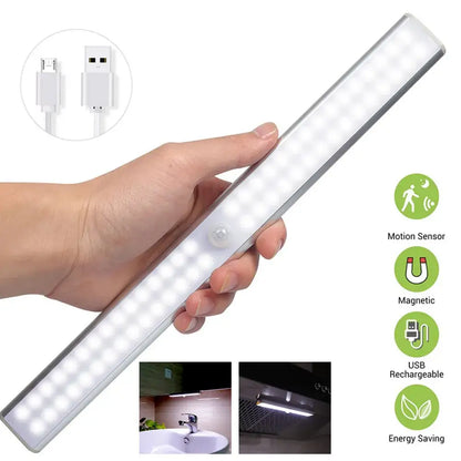 Silver decorbites led sensor cabinet light with bright white leds and sleek rectangular design for home use