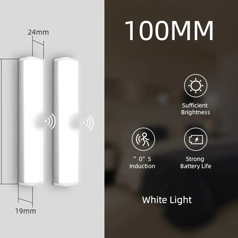 White sleek rectangular decorbites led sensor cabinet light with usb rechargeable motion sensor for home and kitchen use