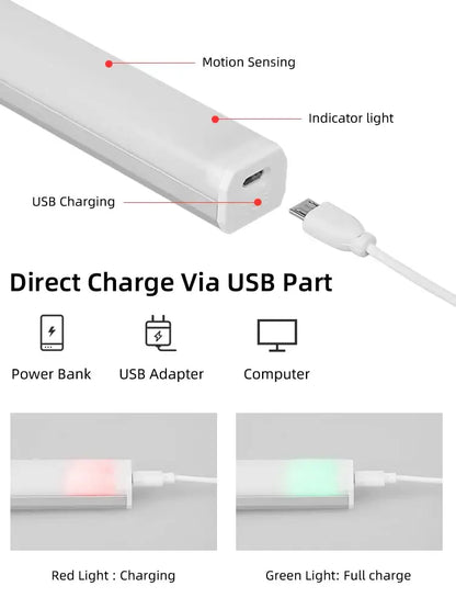 White slim led sensor cabinet light by decorbites with usb charging port and motion sensing for home use