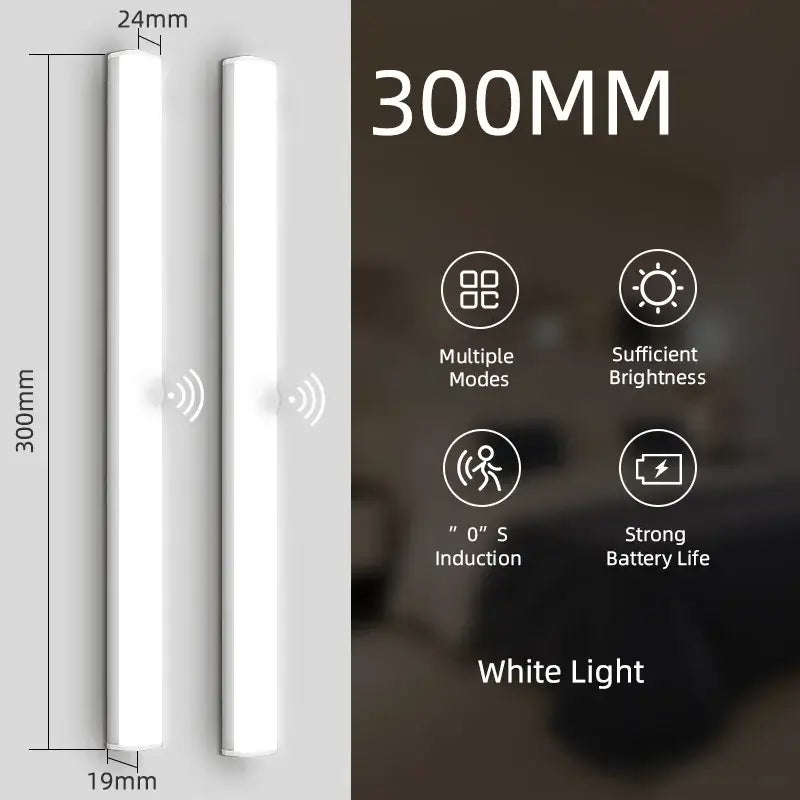 Decorbites led sensor white 300mm slim wall-mounted led sensor cabinet light usb rechargeable for home use
