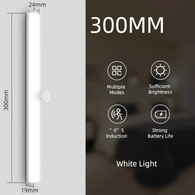 Decorbites led sensor slim white usb rechargeable 300mm led sensor cabinet light for home kitchen night bar use