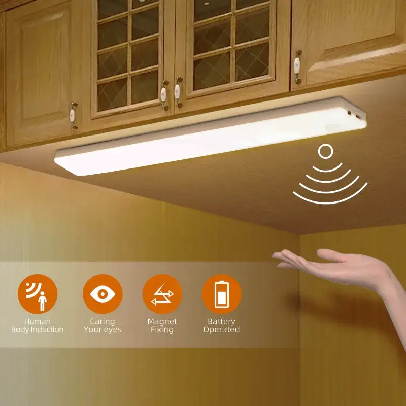 White decorbites led sensor cabinet light with sleek rectangular design and magnetic mounting for home kitchen use