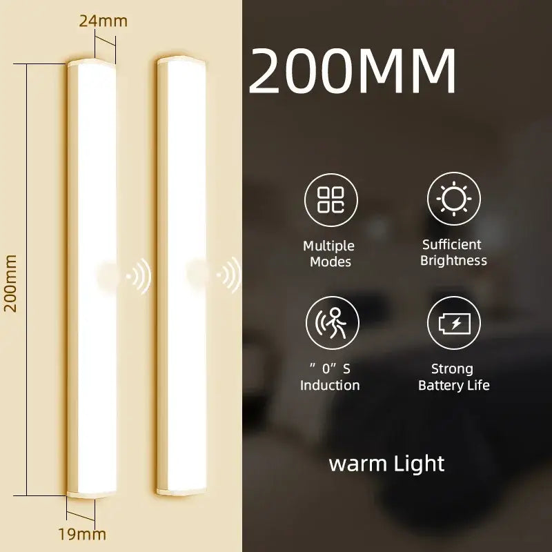 Decorbites led sensor cabinet light 200mm slim wall-mounted with warm white illumination and minimalist design