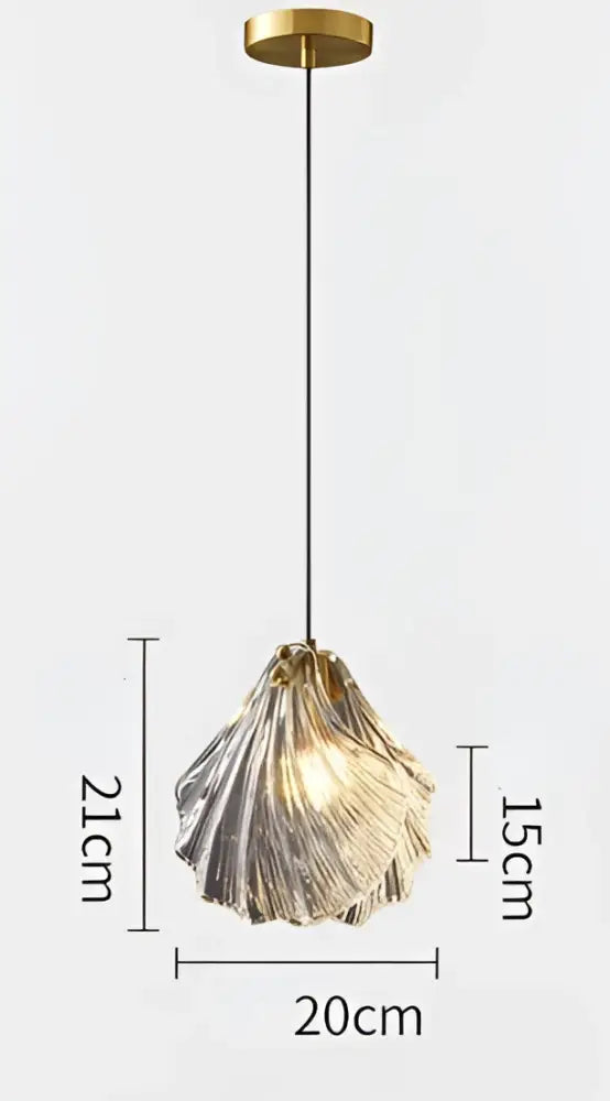 Golden shell-shaped decorbites led shell pendant light with textured glass and metal mount for modern luxury interiors