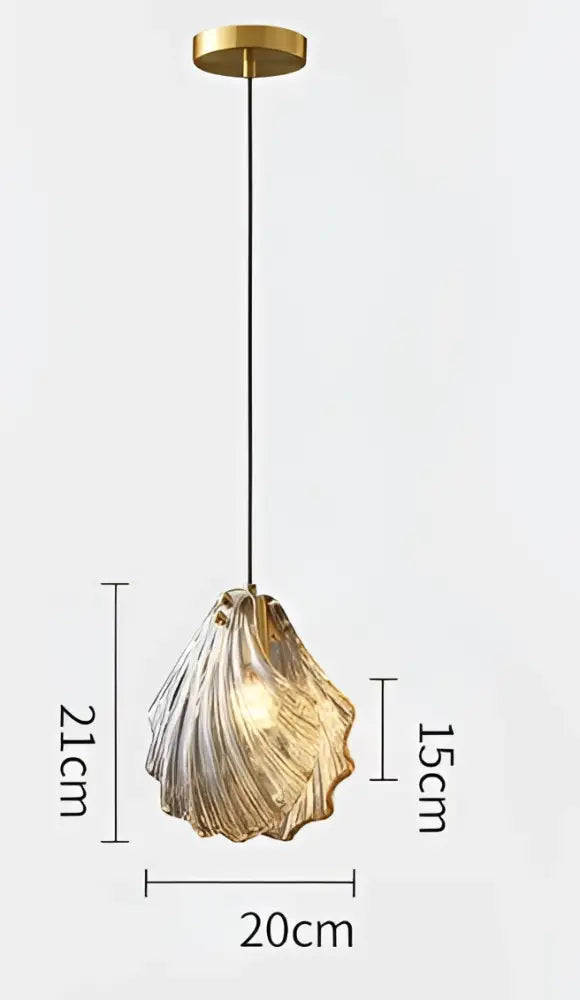 Golden decorbites led shell pendant light with translucent glass and ridged texture for modern nordic luxury interiors
