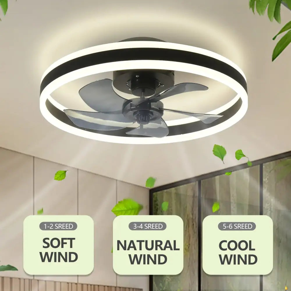 Modern black and white decorbites™ ceiling fan light with integrated led for silent indoor bedroom and living room use