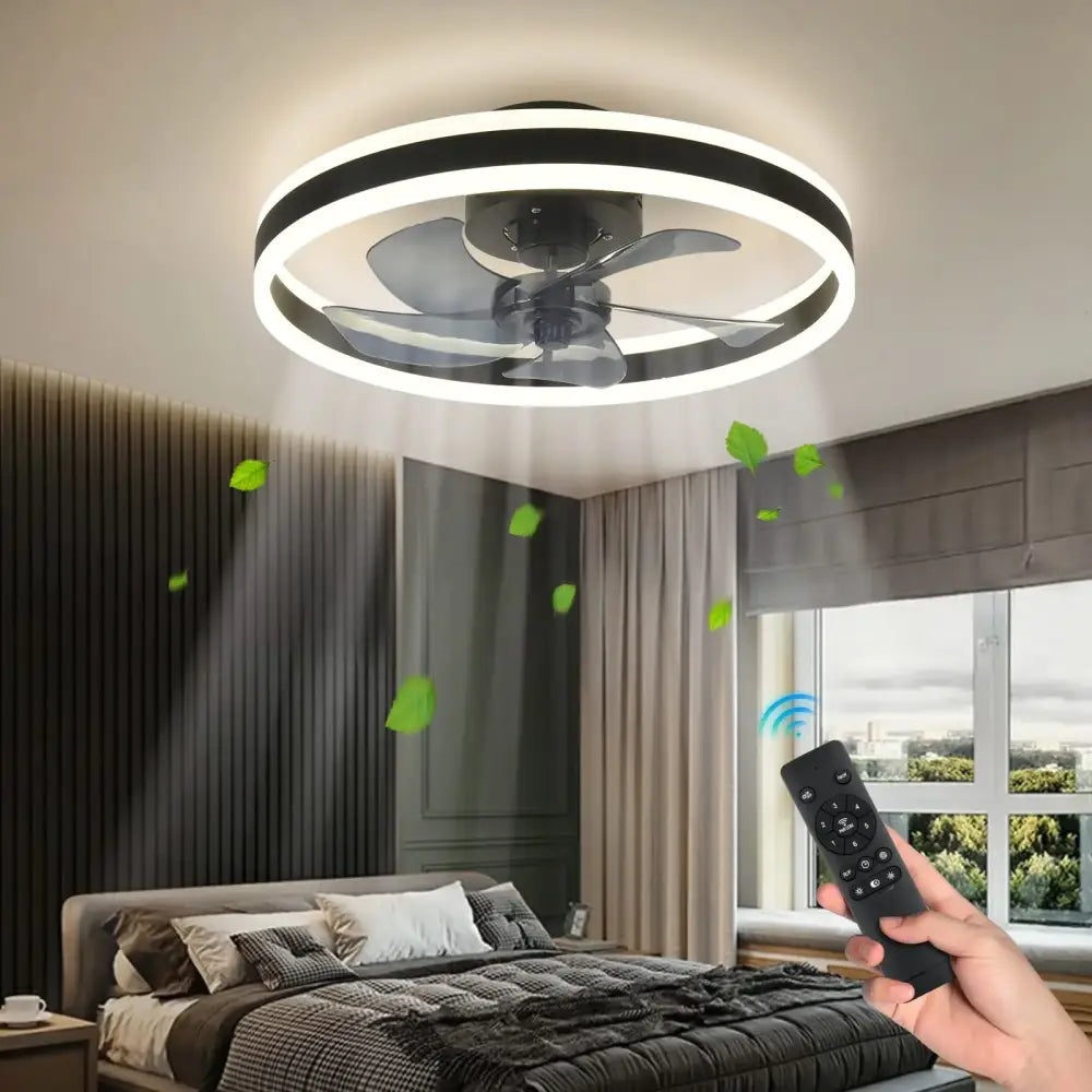Modern black and white decorbites™ ceiling fan light with integrated led for silent indoor living room or bedroom use