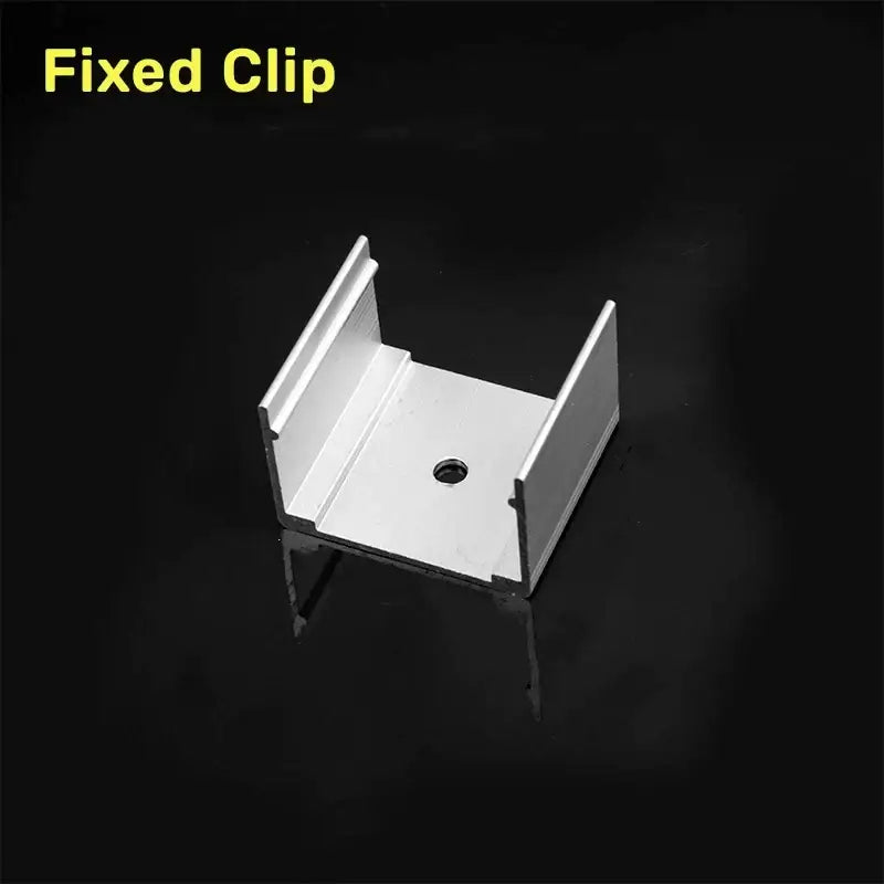 Silver aluminum fixed clip with central hole and u-shaped design for led strip light silicone tube connector plug