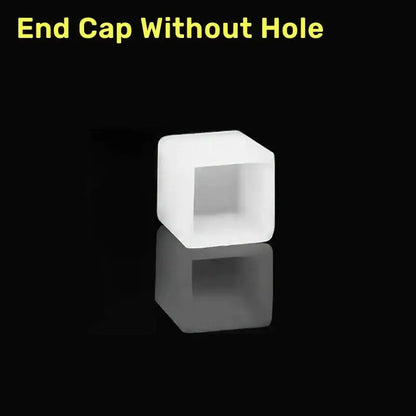 White translucent silicone tube square end cap without hole for led strip light decorbites neon kit