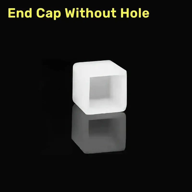 White translucent silicone tube square end cap without hole for led strip light decorbites neon kit