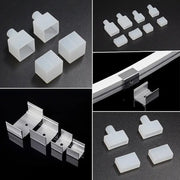 DecorBites™ white plastic and aluminum channel connectors for led strip light silicone tube profile end cap kit