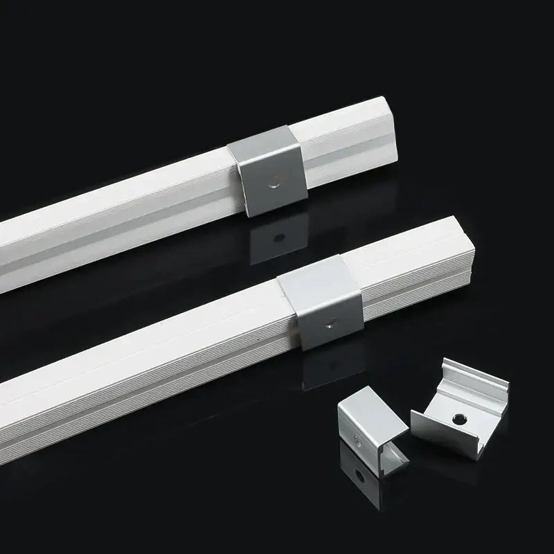 Silver aluminum led strip light with textured white silicone tube diffuser and matching mounting brackets for decorbites kit