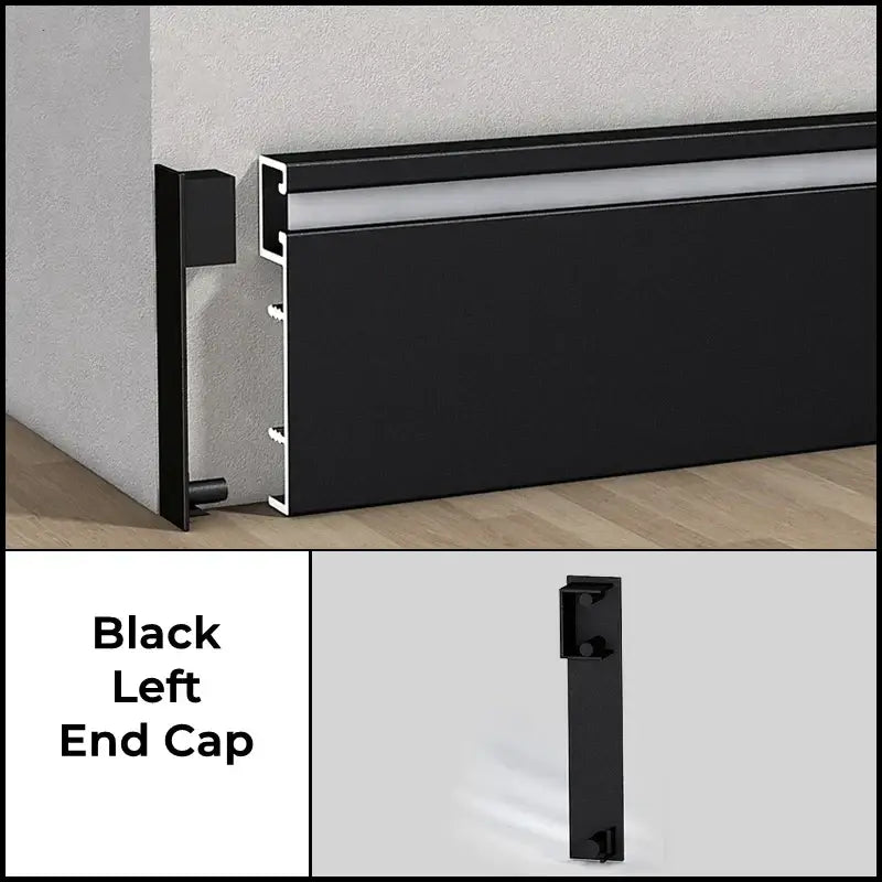 Black aluminum profile baseboard with sleek modern design and integrated led skirting lighting strip for backlight use