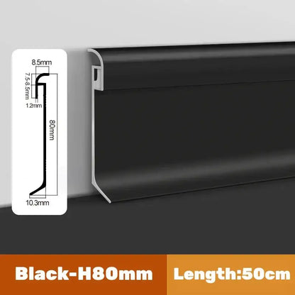 DecorBites™ black h80mm aluminum led skirting line with matte finish and angular profile for stylish lighting trim