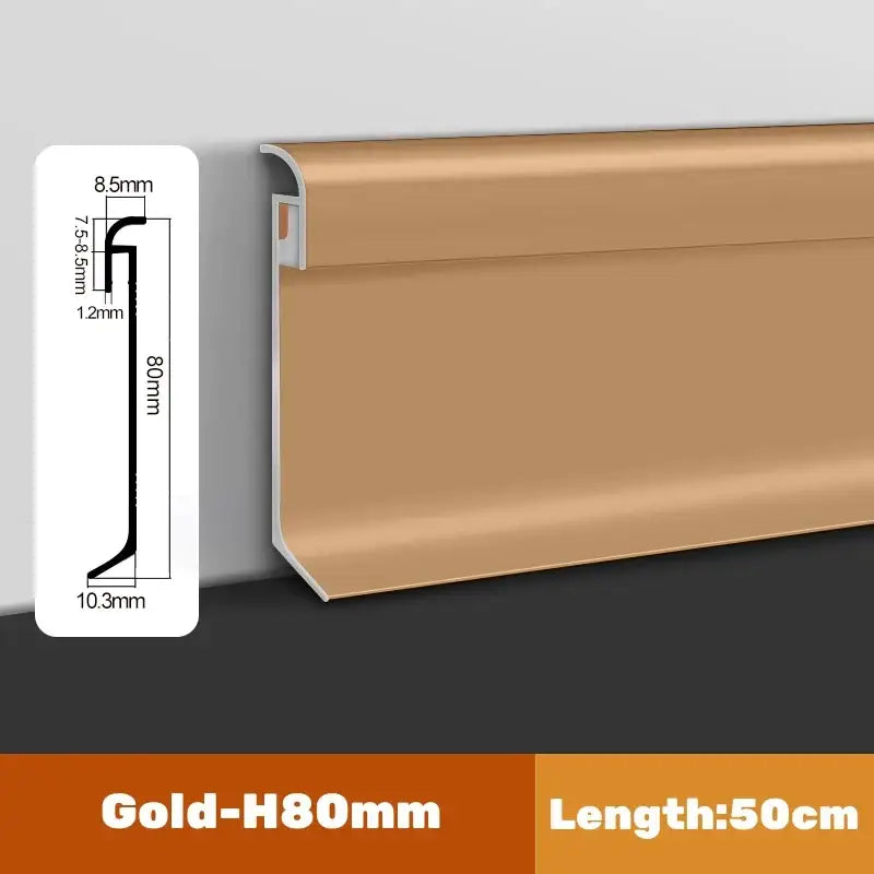 Decorbites led skirting gold 80mm high skirting line aluminum baseboard trim with sleek metallic finish and precise corner profile