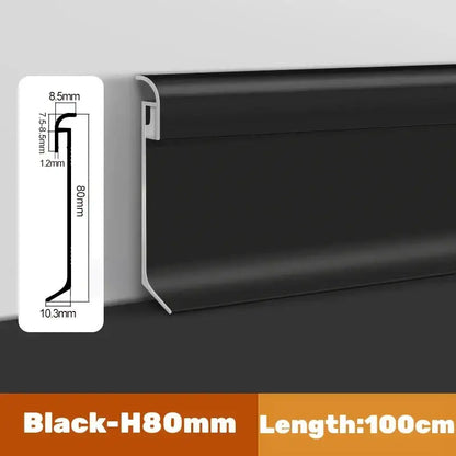 Black h80mm decorbites led skirting line aluminum baseboard 100cm length for corner wall and stair bar strip light