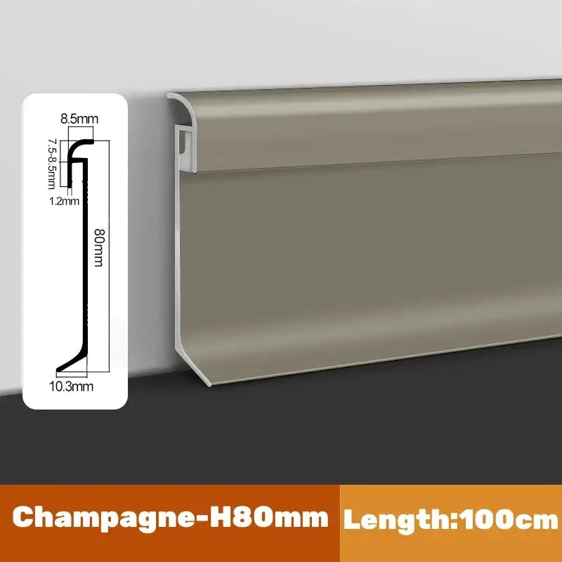 Champagne-colored decorbites led skirting aluminum baseboard with sleek metallic finish and precise h80mm profile