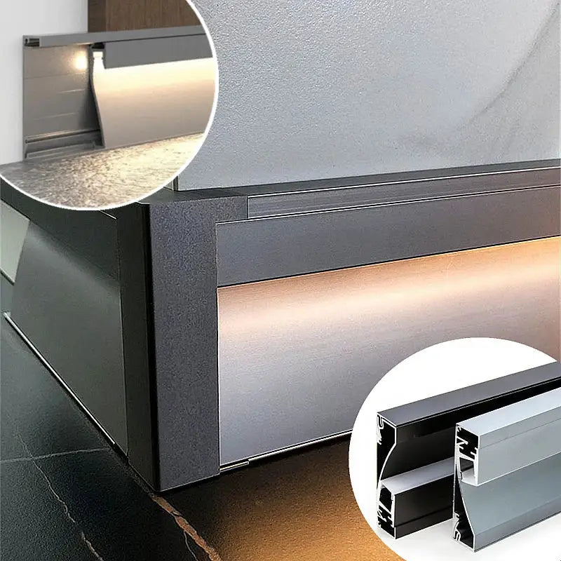 Modern black and gray aluminum decorbites led skirting strip light with integrated led illumination and milky cover