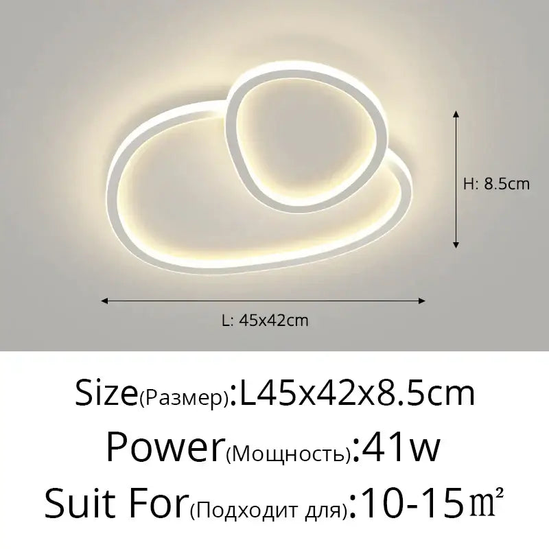 Modern white led smart chandelier by decorbites featuring a sleek cloud-like design with soft glowing edges for living rooms