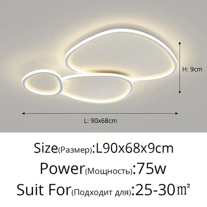 Modern white decorbites led smart chandelier featuring three interconnected oval rings for bedroom dining and living rooms