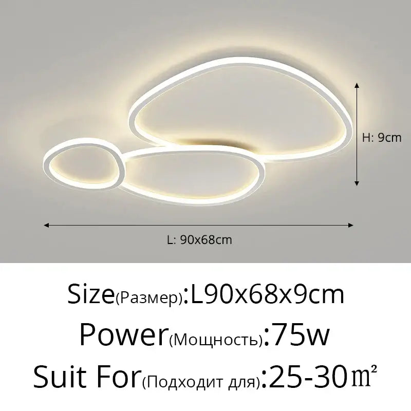 Modern white decorbites led smart chandelier featuring three interconnected oval rings for bedroom dining and living rooms