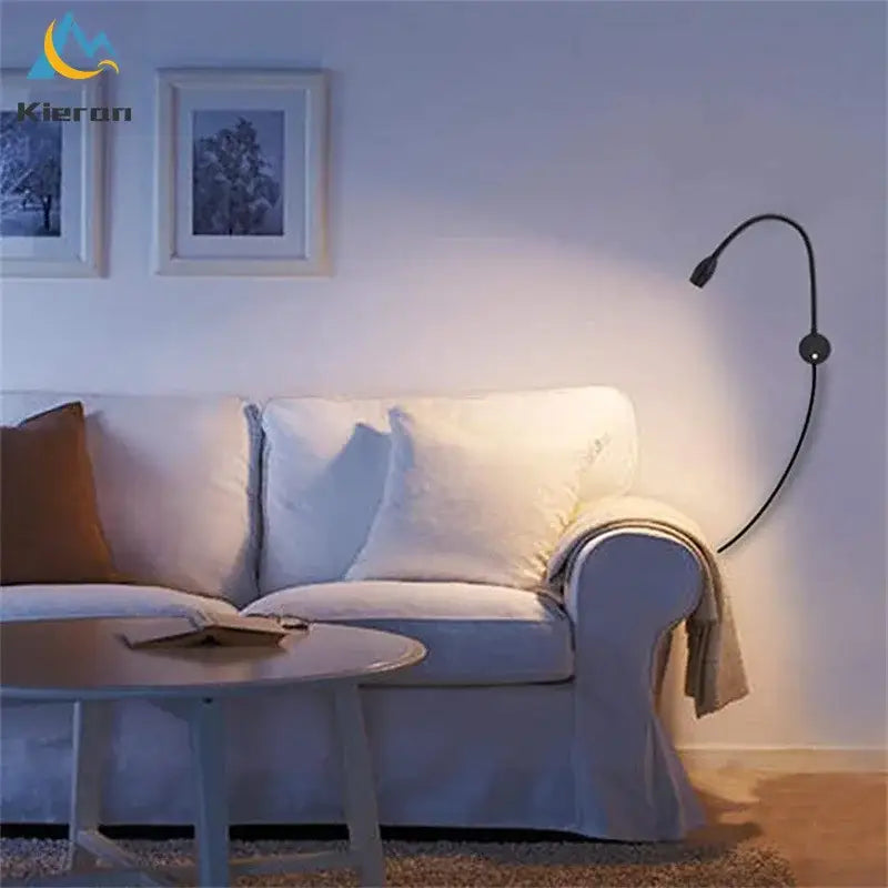 Black curved wall lamp with flexible gooseneck and adjustable head decorbites led snake wall reading light for study bedroom