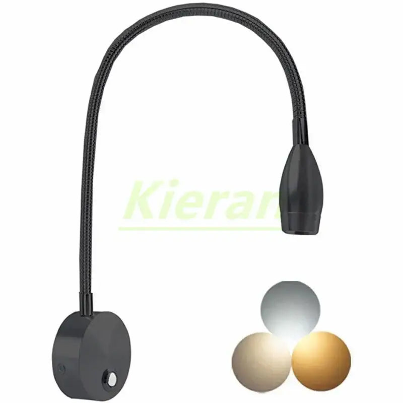 Black flexible decorbites led snake wall lamp with adjustable head and matte finish for bedroom and study lighting