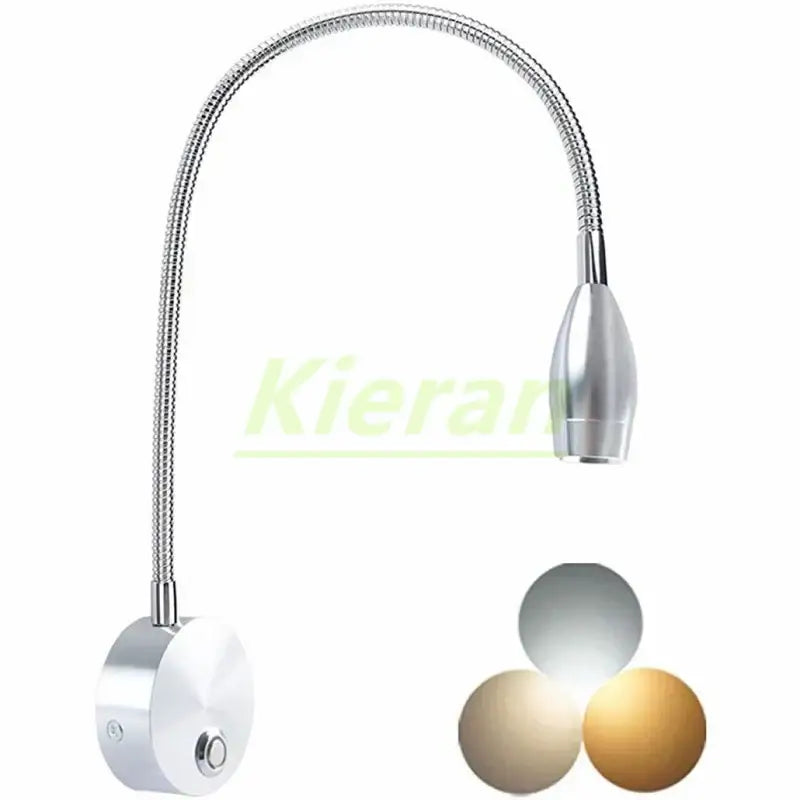 Silver flexible decorbites led snake wall lamp with sleek metallic finish and adjustable head for bedroom study lighting