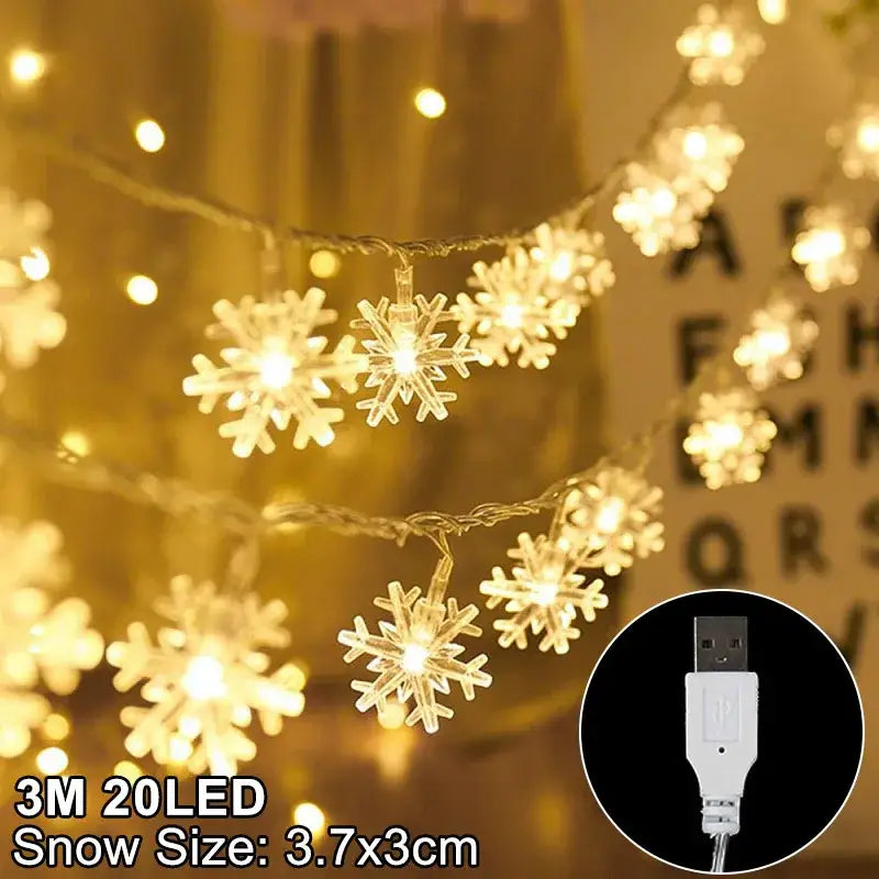 Decorbites™ led snowflake christmas string lights with warm white leds and usb cord for snowflake christmas home decor