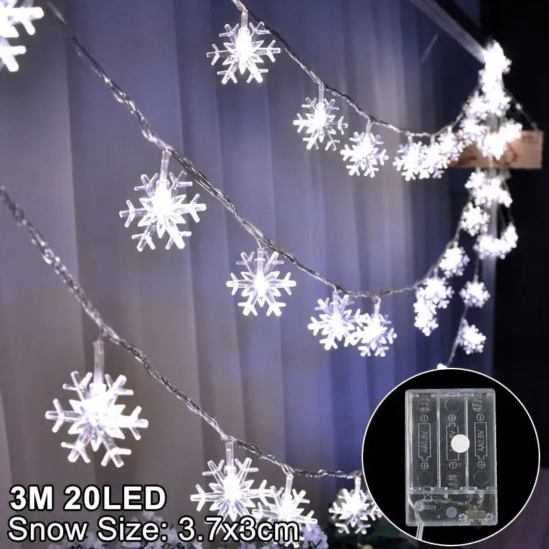 Decorbites™ led snowflake christmas lights with 20 white snowflake leds on black wire for snowflake christmas home decorations
