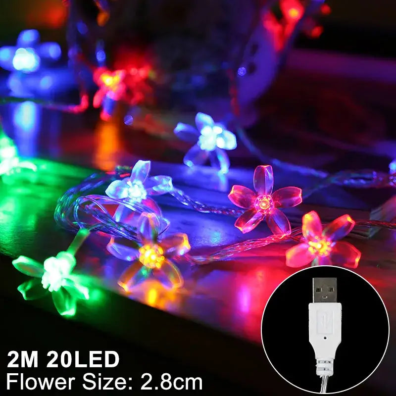Decorbites™ led snowflake christmas home decoration featuring colorful led flower lights with usb charging port
