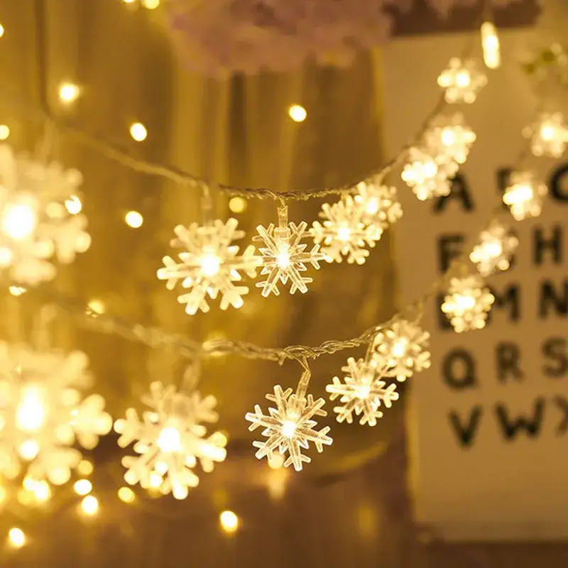 Decorbites™ led snowflake christmas string lights with warm white leds for elegant snowflake christmas home decorations