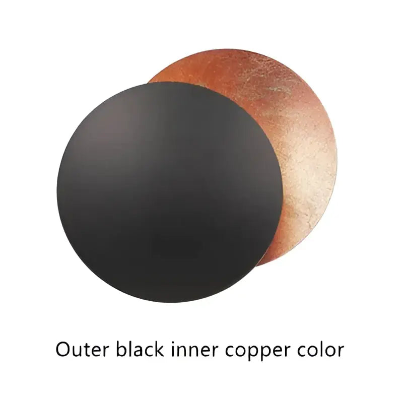 Decorbites led solar eclipse wall lamp with black and copper circular discs and matte finish for modern indoor lighting