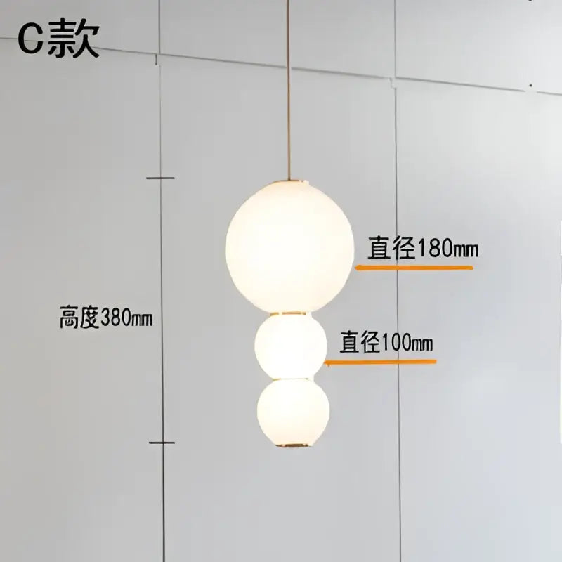 Decorbites led spiral white spherical pendant light with three stacked glass orbs for bedroom kitchen dining room
