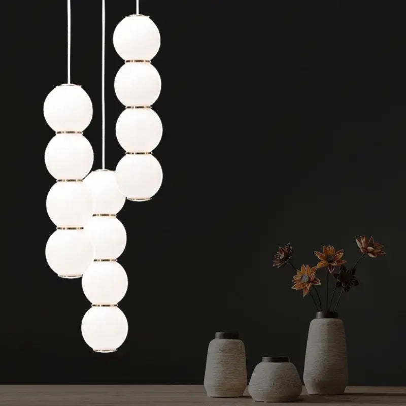 Modern white spherical decorbites led spiral ball pendant lights with gold accents for bedroom kitchen dining room lighting