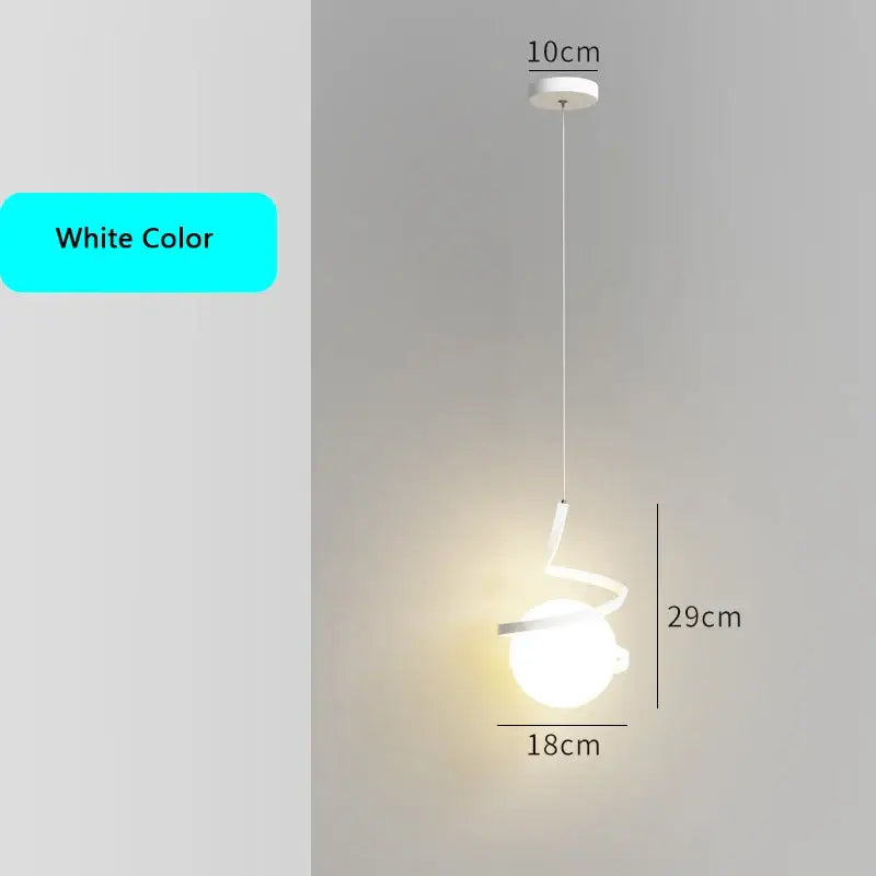 White spherical pendant light with curved white accent from decorbites led spiral pendant chandelier for living room lighting