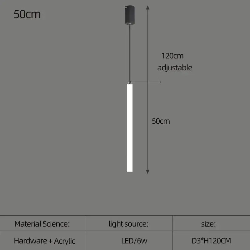 Black cylindrical led spiral staircase chandelier with 50cm acrylic diffuser and 120cm adjustable hanging length